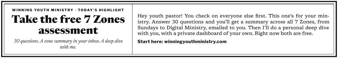 Take the free Youth Ministry Zone Check